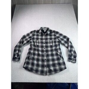 Duluth Trading Co Men's M Black White Plaid Free Swingin' Flannel Lined Shirt